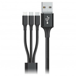 USB-kaabel Micro USB, USB-C ja Lightning Goms Black 1, 2 m jaoks