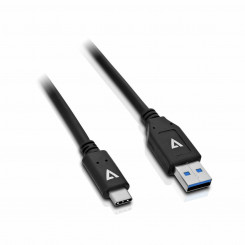 USB A to USB C Cable V7 V7U2C-1M-BLK-1E      Black 1 m