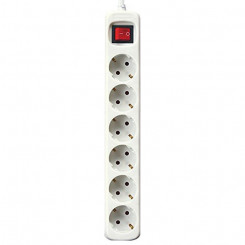 Power Socket - 6 Sockets with Switch Silver Electronics White