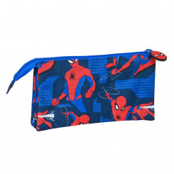 Koolikohver Spiderman Suure võimsusega 22 x 12 x 3 cm Sinine Punane