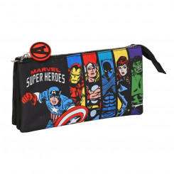 Тройная сумка The Avengers Super Heroes, черная (22 x 12 x 3 см)