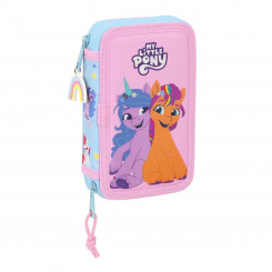 Double Pencil Case My Little Pony Wild & free 12.5 x 19.5 x 4 cm Blue Pink (28 pcs)