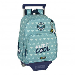 School backpack with wheels National Geographic Below zero Blue 28 x 34 x 10 cm