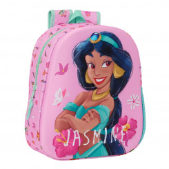 Laste seljakott 3D Disney Princess Jasmine Pink 27 x 33 x 10 cm