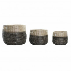 Basket set DKD Home Decor Natural Grey Seagrass (3 pcs) (37 x 37 x 40 cm)