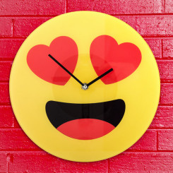 Hearts Emoticon Wall Clock