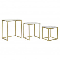 Set of 3 tables DKD Home Decor 50 x 35 x 60 cm Golden White Marble Iron