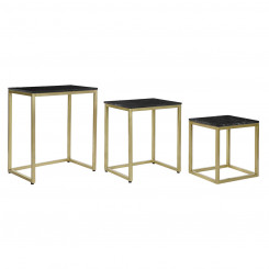 Set of 3 tables DKD Home Decor 50 x 35 x 60 cm Black Golden Marble Iron