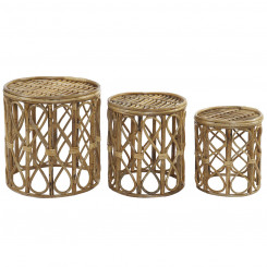Set of 3 tables DKD Home Decor 39 x 39 x 41 cm Natural wicker