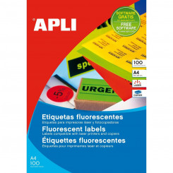 Liimid/etiketid Apli Fluor 64 x 33,9 mm punane 100 lehte