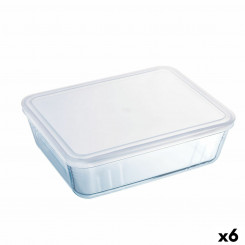 Ristkülikukujuline kaanega lõunakarp Pyrex Cook & Freeze 22,5 x 17,5 x 6,5 cm 1,5 L läbipaistev silikoonklaas (6 ühikut)