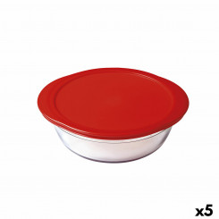 Круглый ланч-бокс с крышкой Ô Cuisine Cook & Store 21 x 21 x 7 см, красный, 1,1 л, силиконовый стакан (5 шт.)