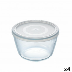 Ümmargune kaanega lõunakarp Pyrex Cook & Freeze 1,1 L 15 x 15 x 10 cm läbipaistev silikoonklaas (4 ühikut)