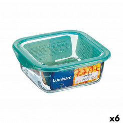 Ruudukujuline kaanega lõunakarp Luminarc Keep'n Lagon 10 x 5,4 cm türkiissinine 380 ml kahevärviline klaas (6 ühikut)