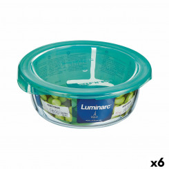 Round Lunch Box with Lid Luminarc Keep'n Lagon 13,5 x 6 cm Turquoise 680 ml Glass (6 Units)