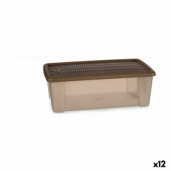 Ящик для хранения с крышкой Stefanplast Elegance Beige Plastic 5 л 19,5 x 11,5 x 33 см (12 шт.)