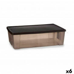 Ящик для хранения с крышкой Stefanplast Elegance Brown Plastic 30 л 38,5 x 17 x 59,5 см (6 шт.)