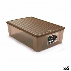 Ящик для хранения с крышкой Stefanplast Elegance Beige Plastic 38,5 x 17 x 59,5 см (6 шт.)