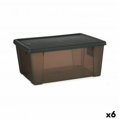 Ящик для хранения с крышкой Stefanplast Elegance Серый пластик 15 л 29 x 17 x 39 см (6 шт.)
