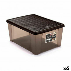 Ящик для хранения с крышкой Stefanplast Elegance Коричневый пластик 15 л 29 x 17 x 39 см (6 шт.)