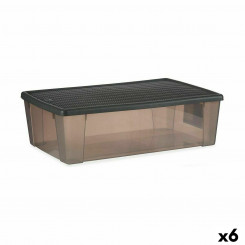 Ящик для хранения с крышкой Stefanplast Elegance Grey Plastic 30 л 38,5 x 17 x 59,5 см (6 шт.)