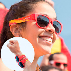 Красные солнцезащитные очки в рулонах для Испании Sunfold, посвященные чемпионату мира по футболу