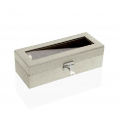 Коробка для часов Versa Cream Velvet Wood Polyskin Зеркало МДФ Дерево 10 х 7,2 х 25,5 см