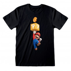 Lühikeste varrukatega T-särk Super Mario Mario Coin Must Unisex