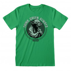 Short-sleeved T-shirt Star Wars Yoda Think Green Green Unisex