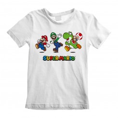 Children's Short Sleeve T-Shirt Super Mario Running Pose White