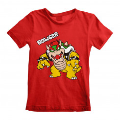 Детская футболка с коротким рукавом Super Mario Bowser с текстом, красная