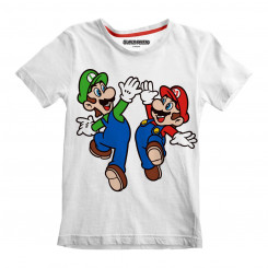 Детская футболка с короткими рукавами Super Mario Mario and Luigi White
