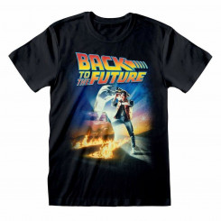 Черная футболка унисекс с короткими рукавами и плакатом «Назад в будущее»