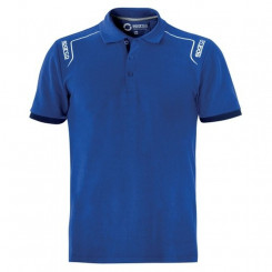 Рубашка-поло с коротким рукавом Sparco STRETCH синяя (размер M)