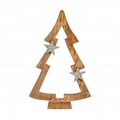 Jõulupuu pruuni kujuga hõbedane puit (7 x 50 x 32 cm)