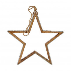Christmas bauble Star Glitter Shape Silver Wood Jute (31 x 5,5 x 60 cm)