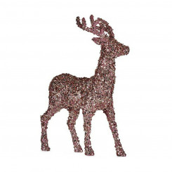 Decoration Medium Reindeer Pink Golden Plastic (15 x 45 x 30 cm)