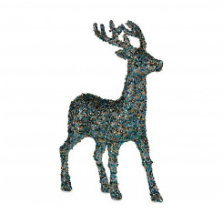 Decoration Medium Reindeer Blue Golden Plastic (15 x 45 x 30 cm)