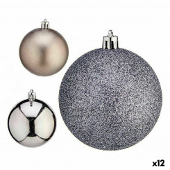 Set of Christmas balls Silver Plastic Ø 7 cm (12 Units)