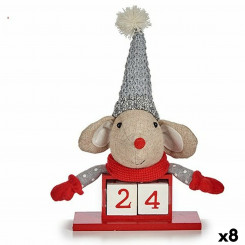 Decorative Figure Mouse Calendar Red Grey Wood 20 x 11 x 20 cm (8 Units)