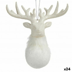 Новогодняя игрушка Reindeer White Plastic Glitter 14 x 15,5 x 7 см (24 шт.)