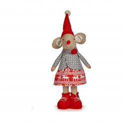 Декоративная фигурка Мышь 48 см Рождественский Красный Серый Полиэстер Белый Кремовый