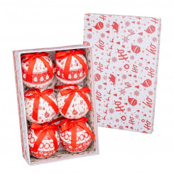 Новогодние игрушки HO-HO Белые Красные Бумажные Пенопласт 7,5 x 7,5 x 7,5 см (6 шт.)
