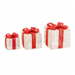 Рождественские игрушки Бело-Красный Подарочная коробка из металлического волокна 25 x 25 x 31 см (3 шт.)