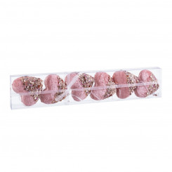 Елочная игрушка Розовый Золотой Пенопласт Сердечки из ткани 9 см (6 шт.)