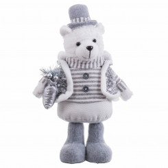 Новогодняя игрушка Белый Серый Металл Ткань Белый медведь 20 х 10 х 33 см
