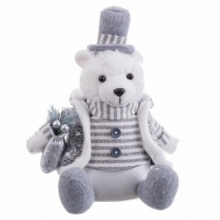 Новогодняя игрушка Белый Серый Песочный Ткань Белый медведь 10 х 13 х 28 см