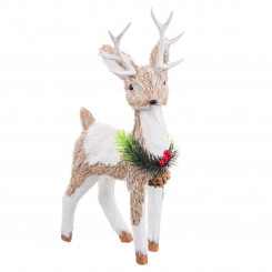 Jõulukaunistus Valge Natural Fiber Polyfoam Deer 20 x 11 x 41 cm