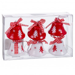 Christmas bauble White Red Bell 4,5 cm (6 Units)