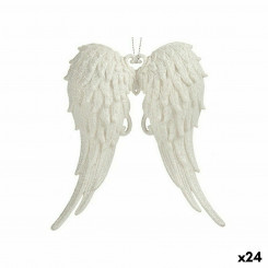 Jõulukaunistus Angel Wings White Plastic Glitter 13 x 14,5 x 2,5 cm (24 ühikut)